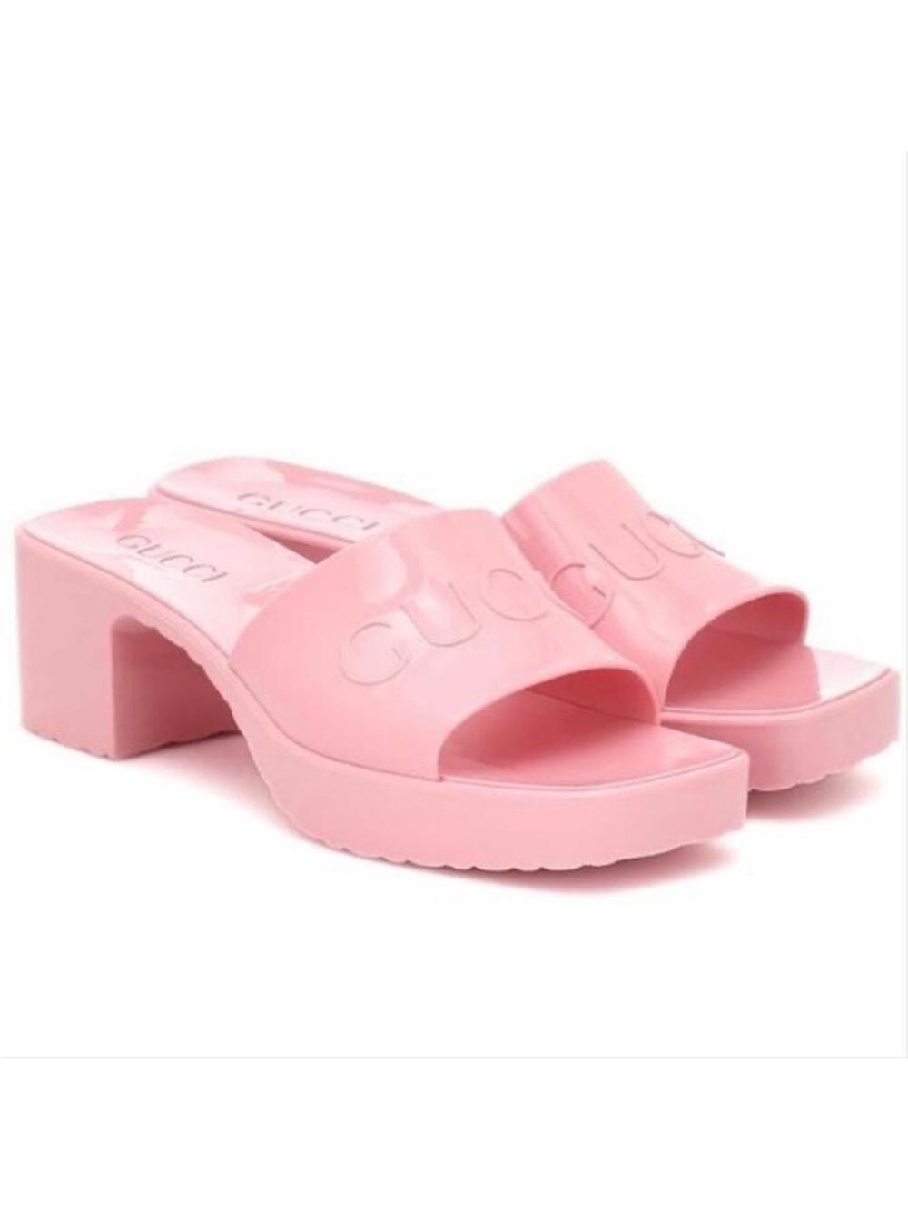 GUCCI logo embossed rubber heels sandals